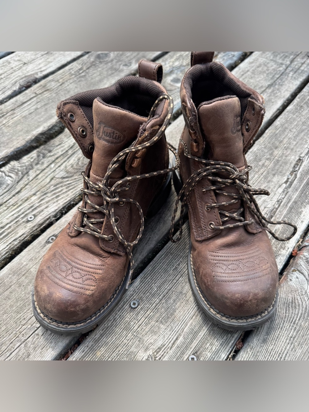 Women's sz 7 B Justin Gypsy Boots Katerina Steel Toe WKL985 Brown Leather Horse